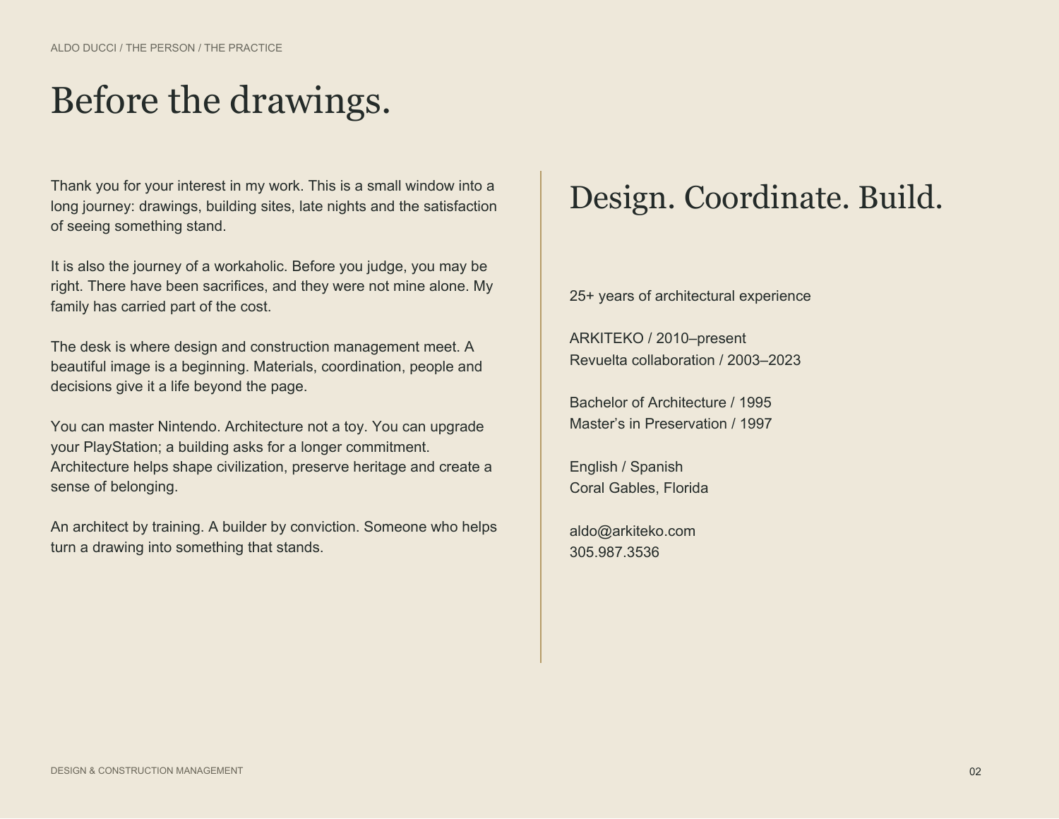 Before the drawings. / THE PERSON / THE PRACTICE