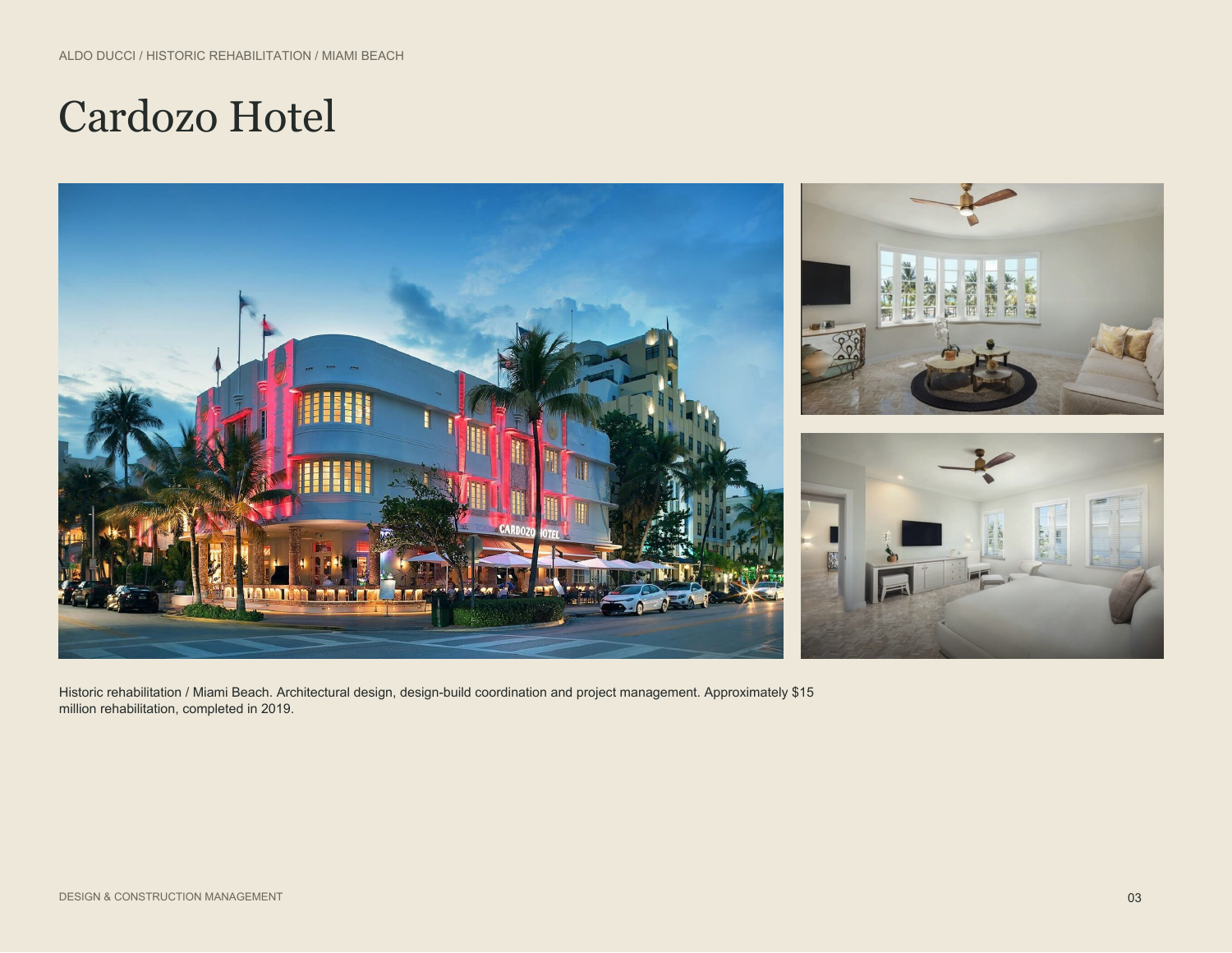 Cardozo Hotel / Historic rehabilitation / Miami Beach