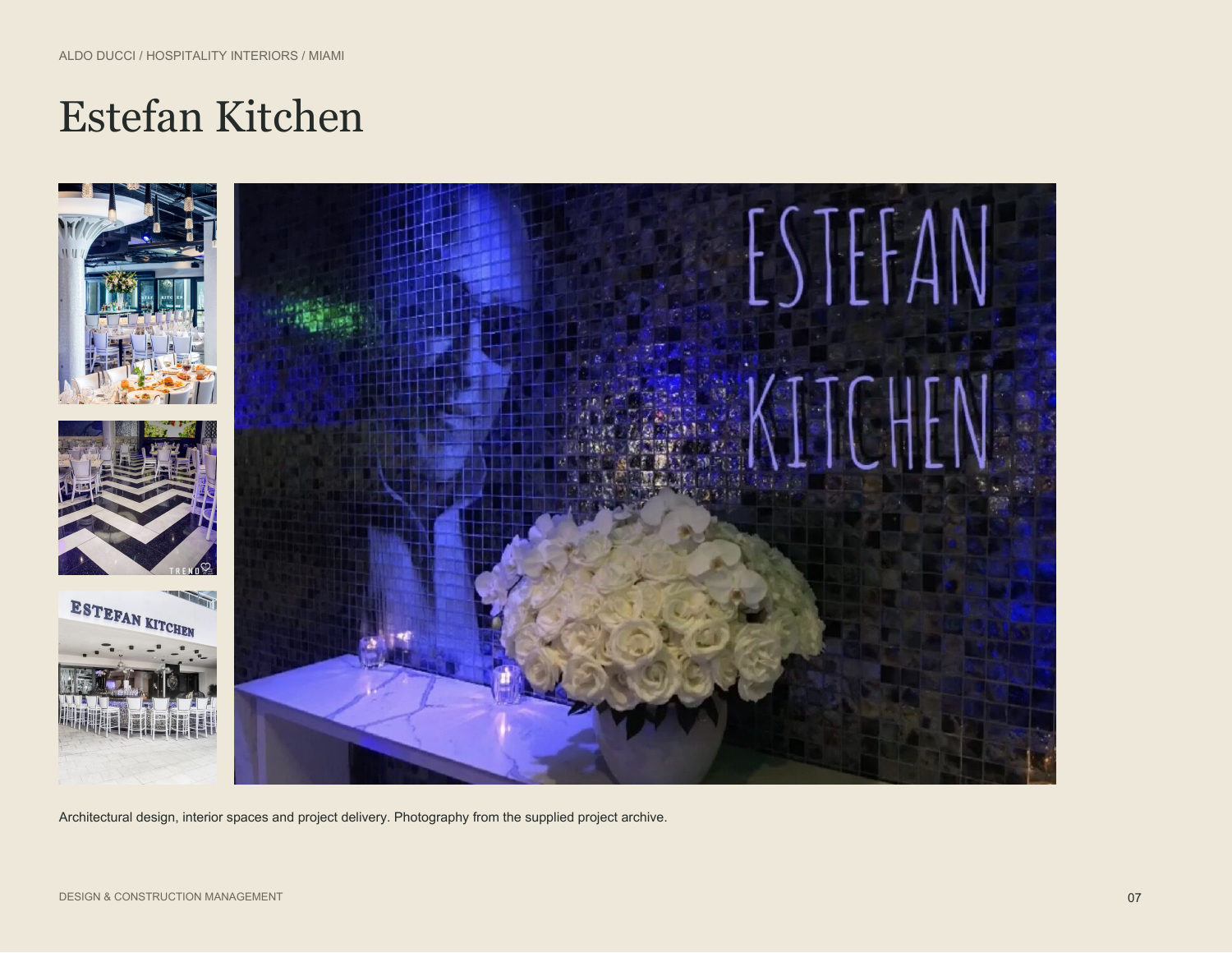 Estefan Kitchen / Hospitality interiors / Miami